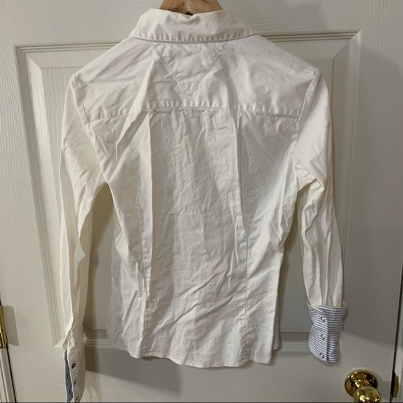 NWOT Tommy Hilfiger Contrast-cuff Snap up Collared Shirt - Picture 4 of 5
